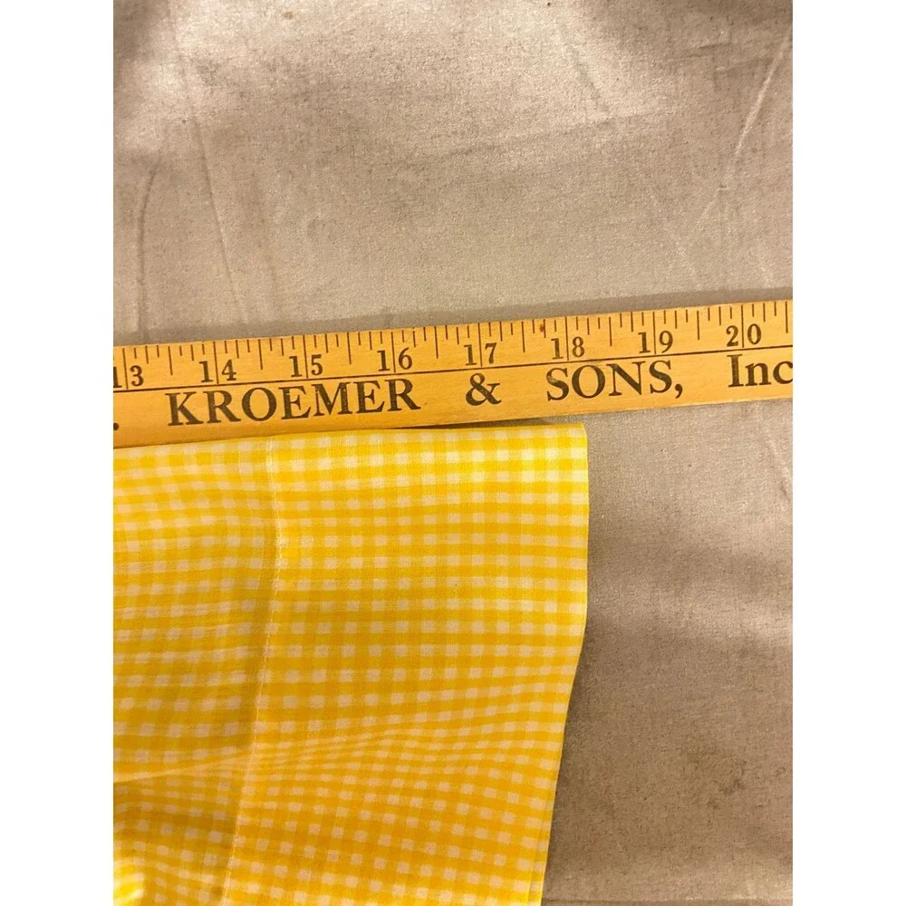 #5710 Womens Checkered Yellow and White Half Apron With Crossstich embroidery